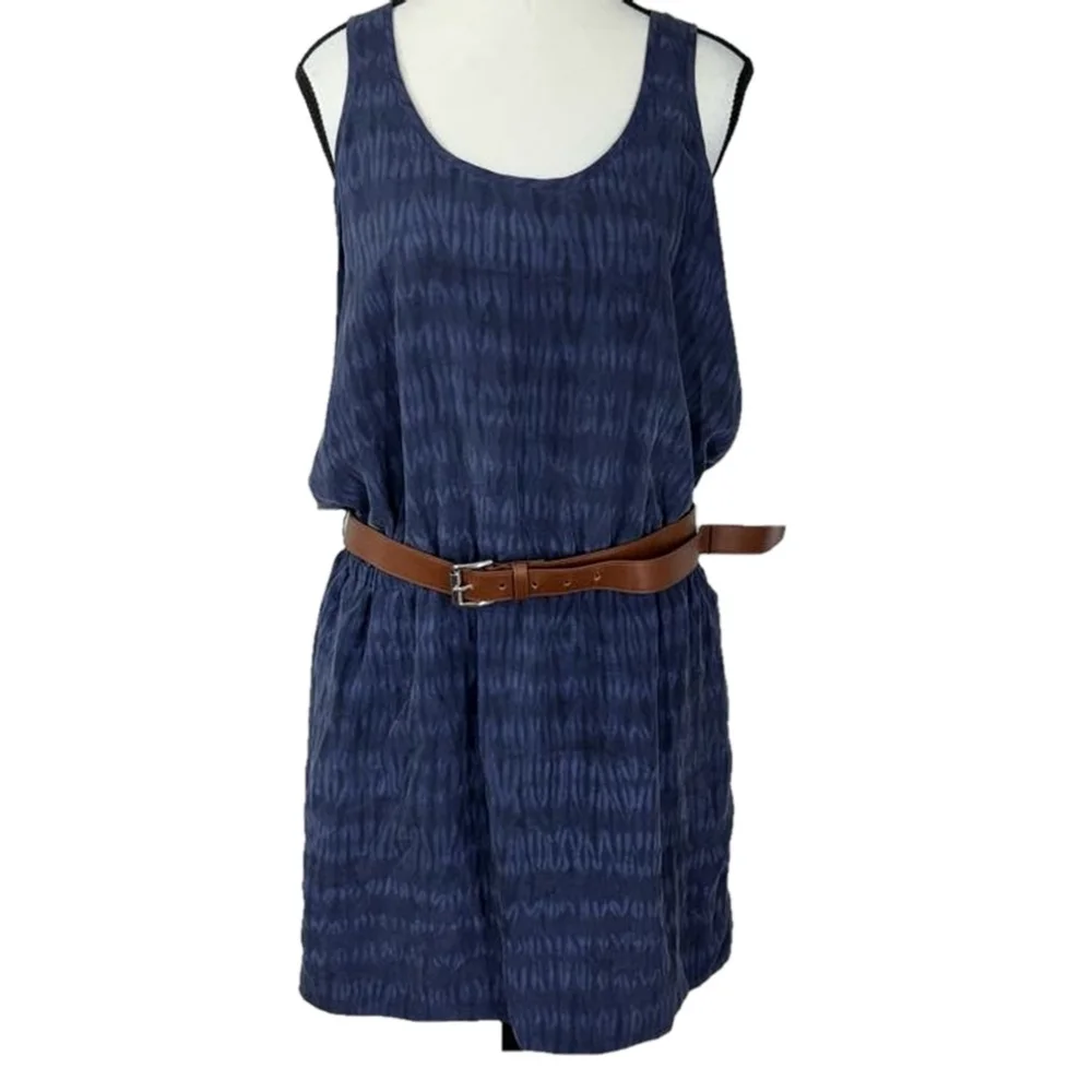 Michael Michael Kors NWT Navy Silk Sleeveless Dress Large Scoop Neck Elegant